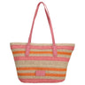 Seidenfelt Savonlinna - Shopper 47 cm (natural straw with pink&orange stripes)