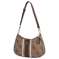 Guess Noelle II Top Zip - Borsa a tracolla 29 cm (logo latte/marrone)