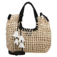 natural straw & black