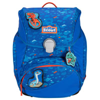 Scout Alpha Exklusiv Superflash - Schulranzen Set 4tlg. (Blue Dino) - Markenkoffer