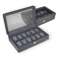 Windrose Tempura - Uhrenkoffer (für 12 Uhren) 38 cm (grau) - Markenkoffer