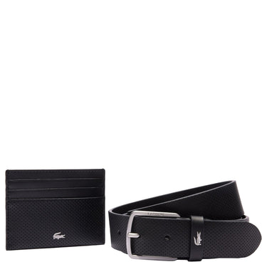 Lacoste Accessorio Set regalo - Portacarte 6cc e cintura in pelle (nero, 95 cm)