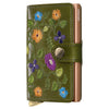Secrid Miniwallet Stitch Floral - Portacarte di credito 6cc 10.2 cm RFID (olive+)