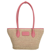 Seidenfelt Savonlinna Tulip - Shopper 33,5 cm (paglia naturale con rosa)