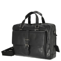 Leonhard Heyden Roma - Cartella 2 scomparti con tasca frontale in pelle 15" 41 cm (nero)