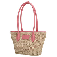 Seidenfelt Savonlinna Tulip - Shopper 33,5 cm (paglia naturale con rosa)