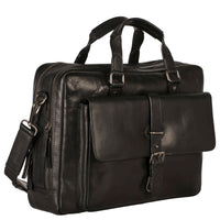 Leonhard Heyden Roma - Cartella 2 scomparti con tasca frontale in pelle 15" 41 cm (nero)
