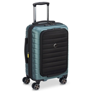 Delsey Paris Shadow 5.0 - 4 - Rollen - Kabinentrolley mit Vordertasche S 55 cm erw. USB (grün) - Markenkoffer