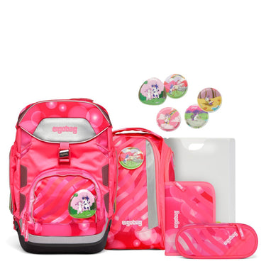 Ergobag Pack "Neo" - Schulrucksack Set 6tlg. (KuntBuntes Einhorn) - Markenkoffer