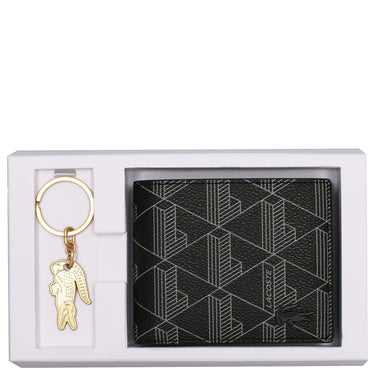Lacoste The Blend Geschenkset - Geldbörse 3cc und Schlüsselring (monogram noir gris) - Markenkoffer