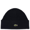 Lacoste Unisex Beanie - Cappello in lana a coste (blu navy/farina)