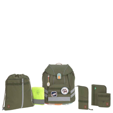 Lässig School Set Flexy Unique - Schulranzen Set 7tlg. (Olive) - Markenkoffer
