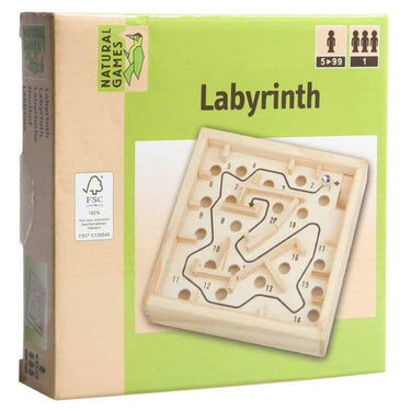 Natural Games Holz Labyrinth 12 x 12 cm (natur) - Markenkoffer