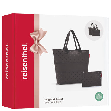 reisenthel shopper e1 - Geschenkset 2 tlg. (glossy dots black) - Markenkoffer