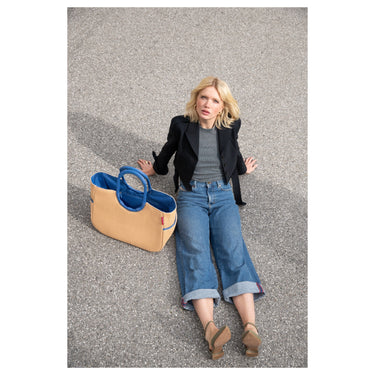 reisenthel shopping loopshopper L - Einkaufstasche mit Bügel 46 cm (frame raffia blue) - Markenkoffer