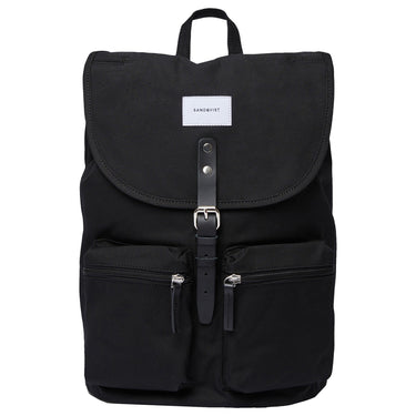 Sandqvist Roald - Rucksack 15" 36 cm (black with black leather) - Markenkoffer