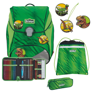 Scout Alpha DIN - Schulranzen Set 4 tlg. (Dino Rex) - Markenkoffer