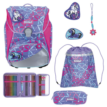 Scout Alpha DIN - Schulranzen Set 4 tlg. (Pony Love) - Markenkoffer