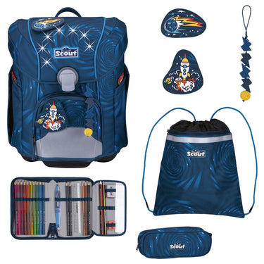 Scout Micro Exklusiv LED - Schulranzen Set 4 tlg. (Rocket Rider) - Markenkoffer