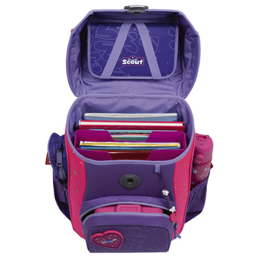 Scout Neo Exklusiv Superflash Extreme - Schulranzen Set 4tlg. (Heartbeat) - Markenkoffer