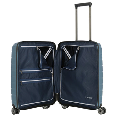 Travelite Air Base - 4 - Rollen - Kabinentrolley mit Vortasche S 55 cm (iceblue) - Markenkoffer