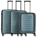 Travelite Air Base - 4 - Rollen - Trolley Set 3tlg. L/M/S Vortasche (iceblue) - Markenkoffer