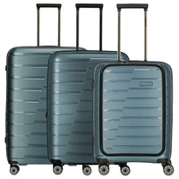 Travelite Air Base - 4 - Rollen - Trolley Set 3tlg. L/M/S Vortasche (iceblue) - Markenkoffer