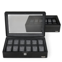 Windrose Tempura - Uhrenkoffer (für 12 Uhren) 38 cm (schwarz)